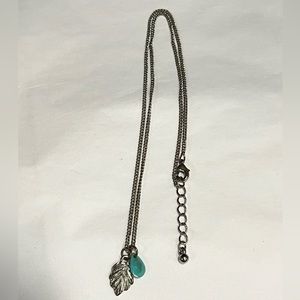 Final Price! Silver leaf and turquoise bead necklace.